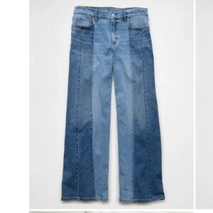 AE Stretch Patchwork Low-Rise Ultra Wide-Leg Jean - NEW